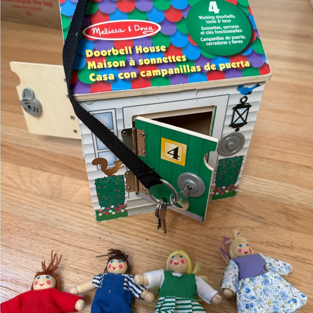 Melissa & Doug Wooden Doorbell House Toy - Red, Green, Blue, Purple, White - Picture 7 of 8